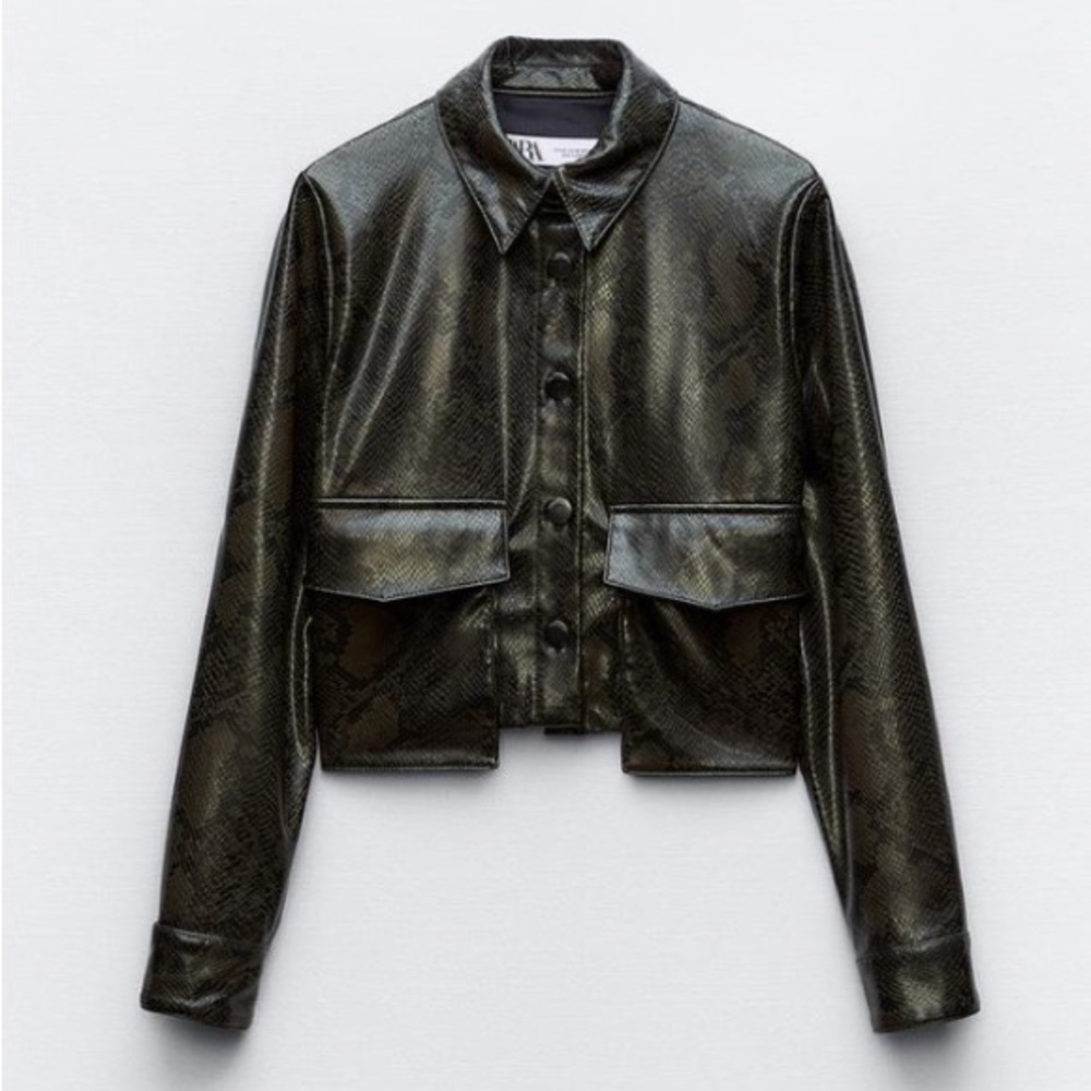 ZARA SNAKE PATTERNED CROP JACKET